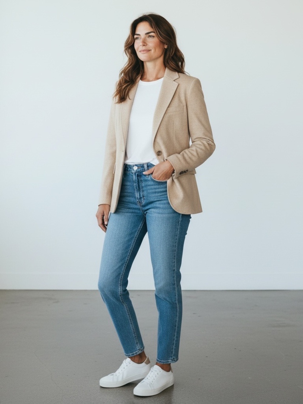 Vintage Camel Hair Classic Beige Wool Blazer M/L